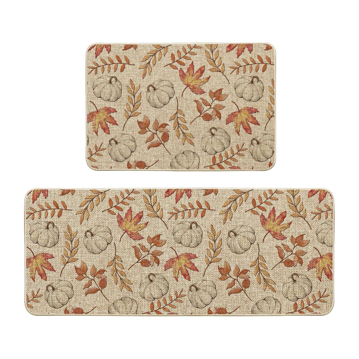 Artoid Mode Pumpkins Fall Kitchen Mats Set of 2-17x29+17x47
