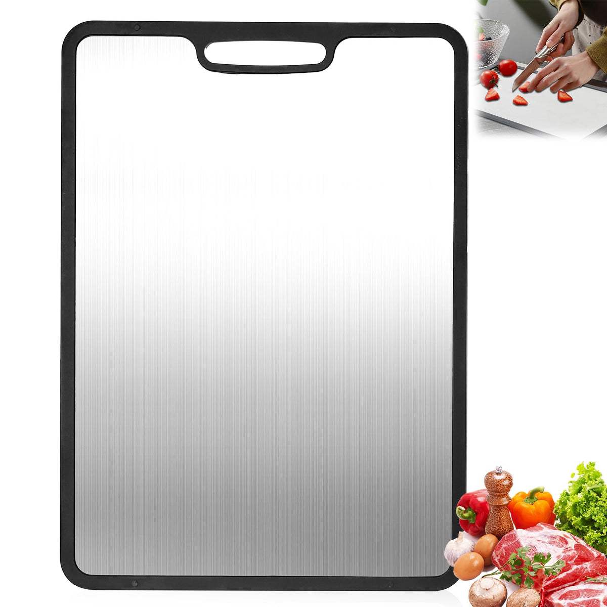 Titanium Cutting Board Set of 3, 360° Silicone Anti-Slip Edge