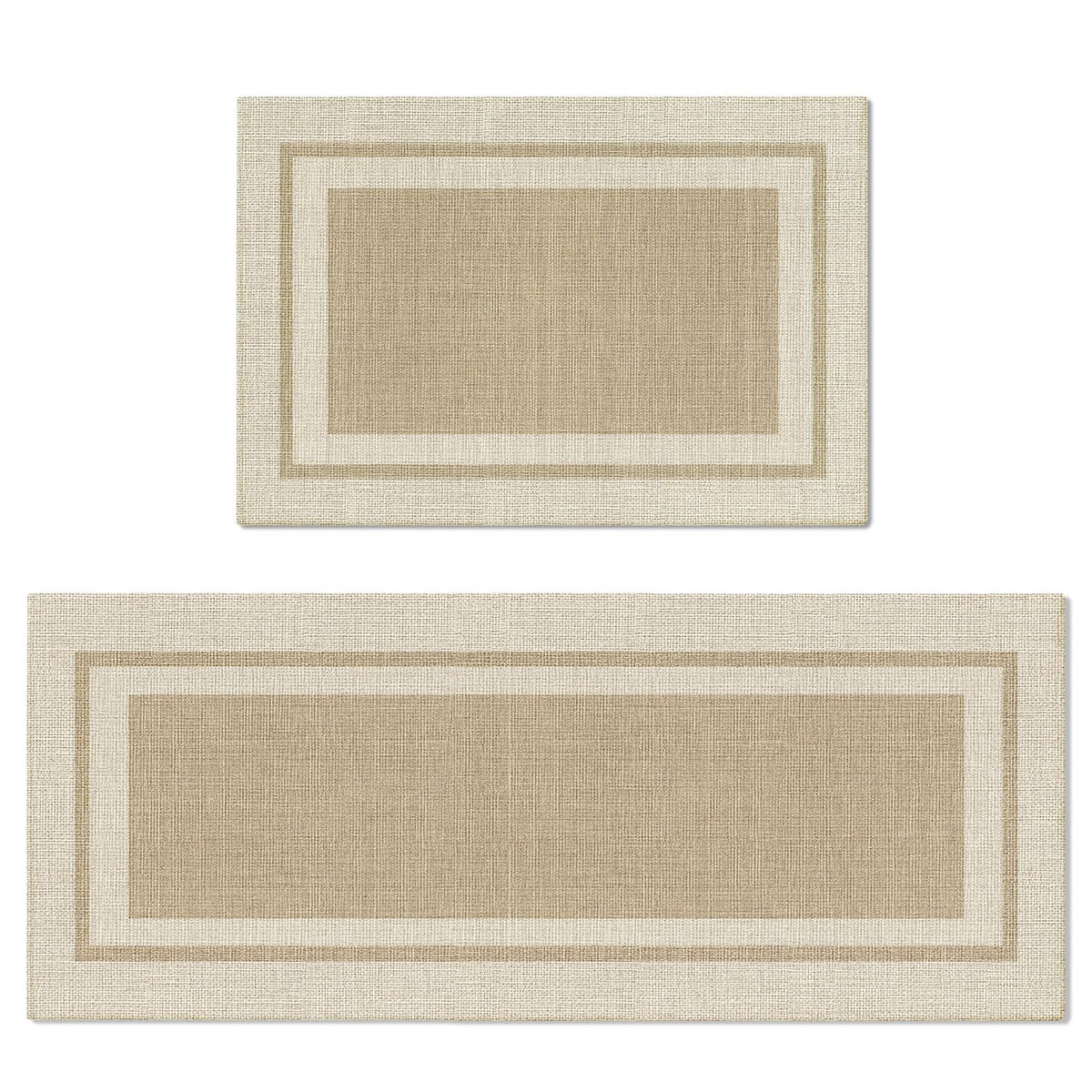 Artoid Mode Beige Absorbent Rectangle Kitchen Mats Set of 2-17x29 + 17x47