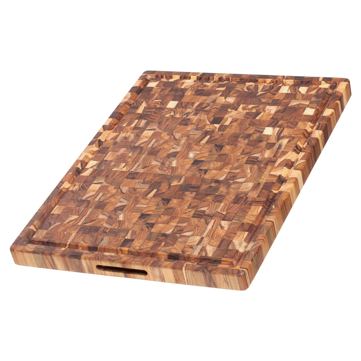 Teakhaus Thick End Grain Butcher Block with Grip Handles, Medium