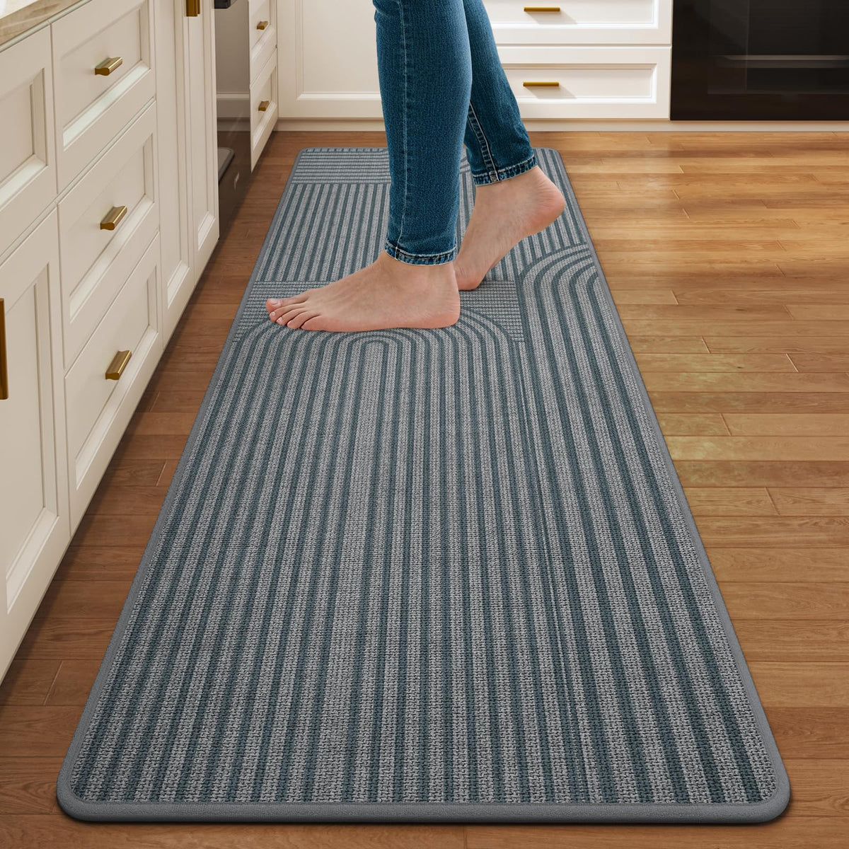 Kitchen Rugs Set of 2, Kitchen Mats for Floor,17x30+17x47 Brown