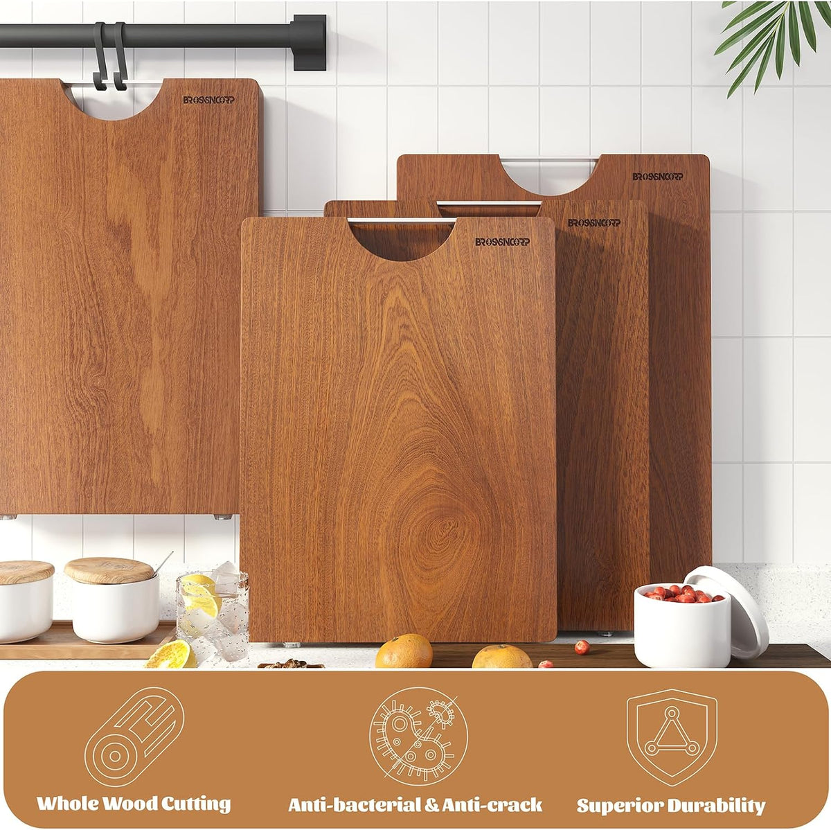 Brosisincorp Sapele Wood Cutting Board One Piece No Glue 14.96"L*11.02"W