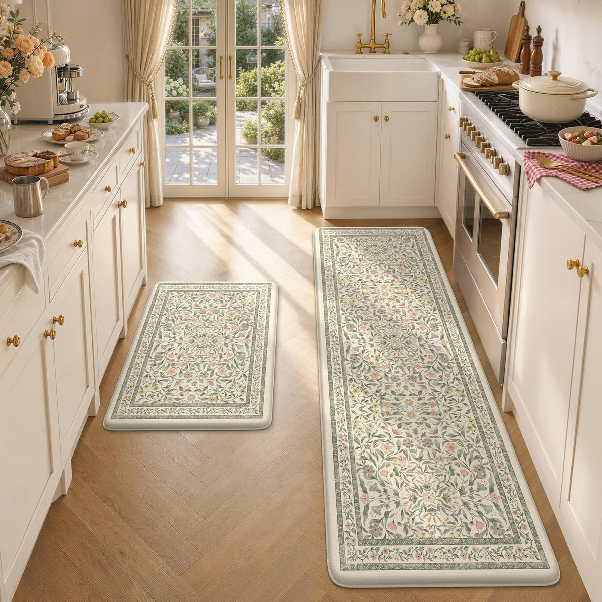 KIMODE Anti Fatigue Kitchen Mats for Floor, Boho Floral Kitchen Rugs Sets