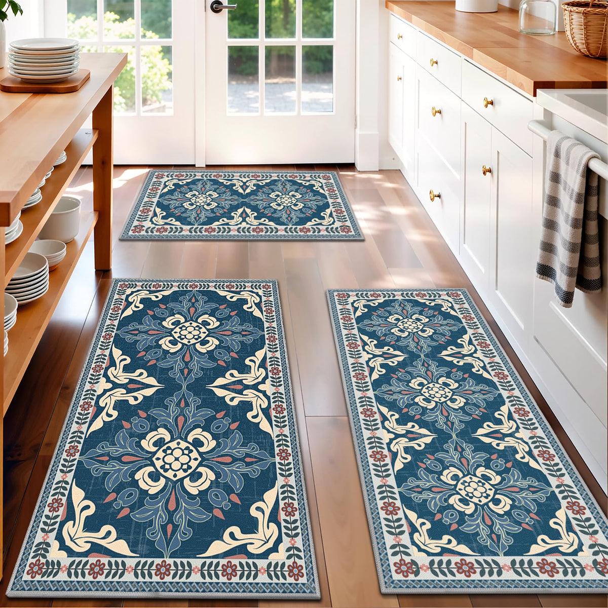 3 Piece Kitchen Rugs Set, Non Slip Washable Floor Mats with Water Absorbent
