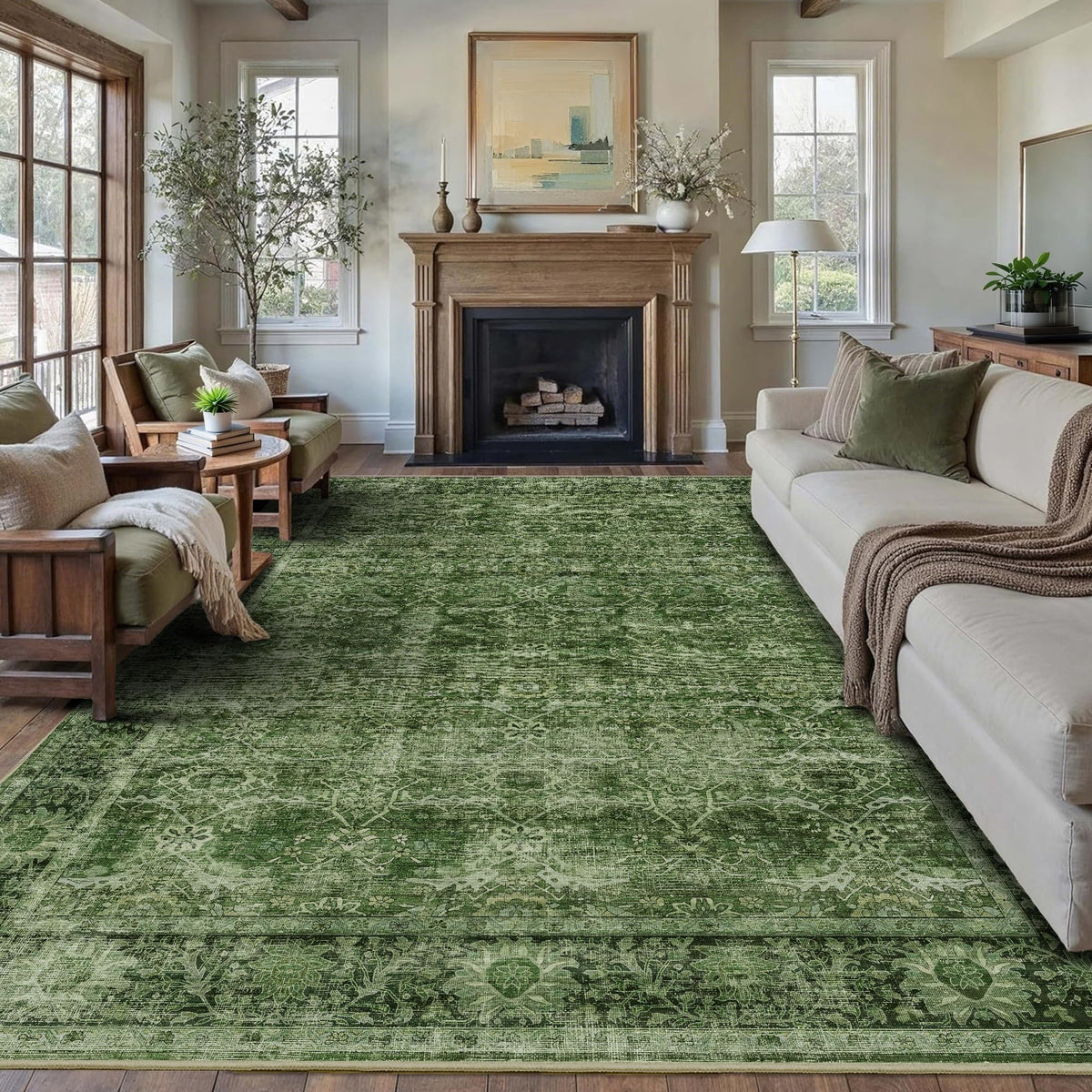 2x3 Washable Rug Beige Vintage Rugs for Entryway Kitchen