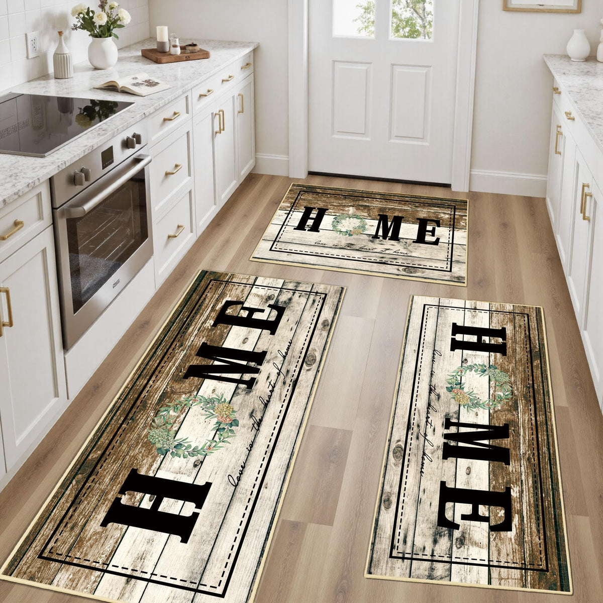 Kitchen Rugs Non Slip Washable Farmhouse Kitchen Mats for Floor, Rustic