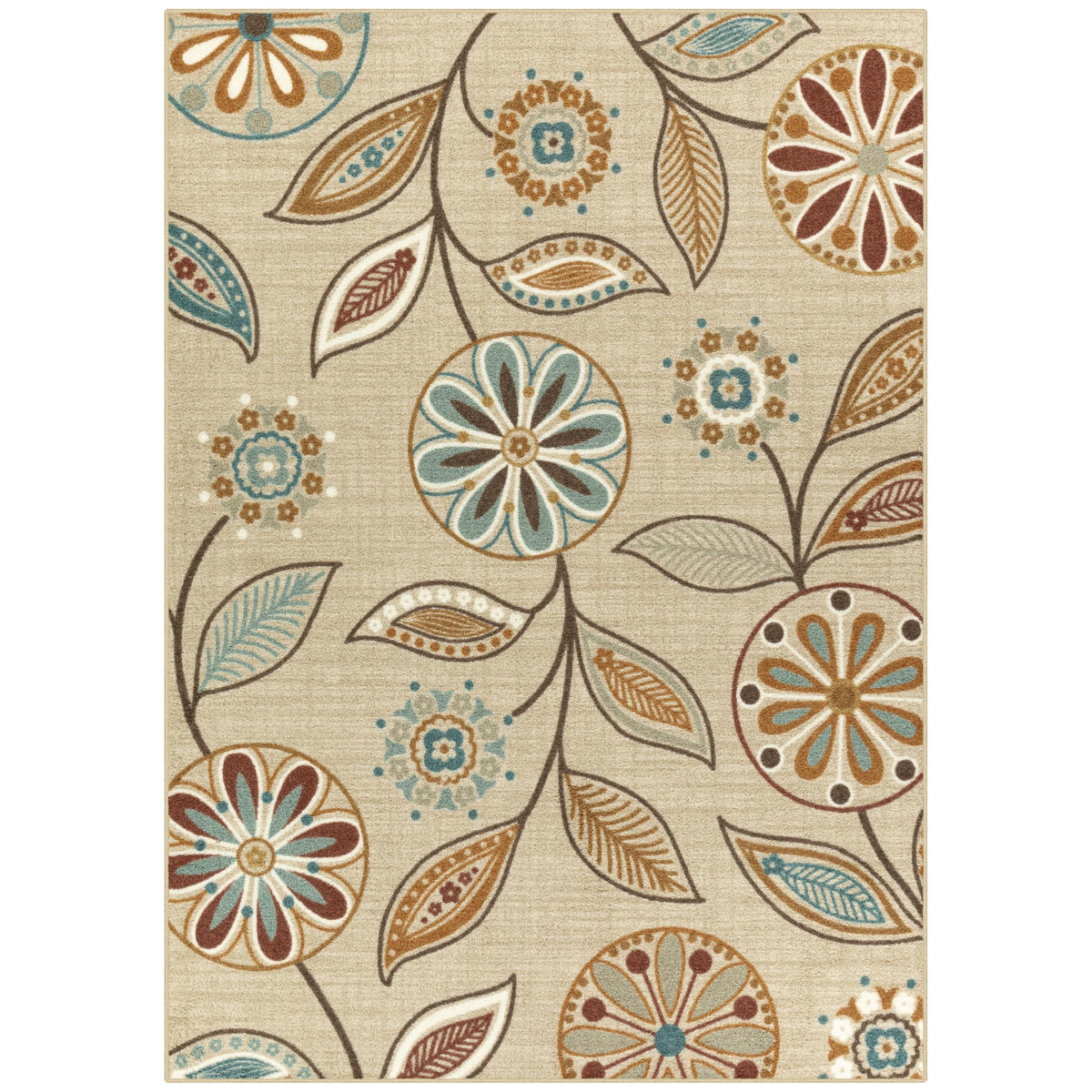Maples Rugs Reggie Bohemian Floral Print Kitchen Rug, 2'6 x 3'10, Dark Grey
