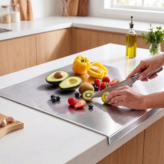 Titanium Cutting Boards for Kitchen, Pure Titanium Cutting Board, Dishwasher Safe Non-Slip Chopping & Kneading Board, Non-Toxic Cutting Board for Meat, Fruits, Vegetables & Baking (15.7 x 11.8 in)