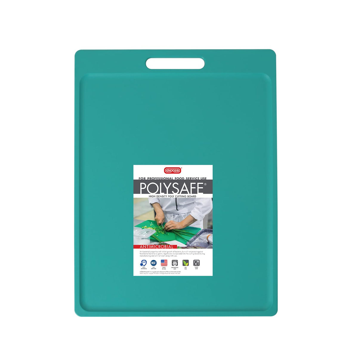 Dexas NSF Certified Polysafe Cutting Board with Handle, 11 x 14.5 Inches, Reversible Kitchen Cutting Board, Blue