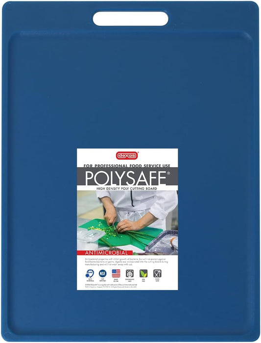 Dexas NSF Certified Polysafe Cutting Board with Handle, 11 x 14.5 Inches, Reversible Kitchen Cutting Board, Blue