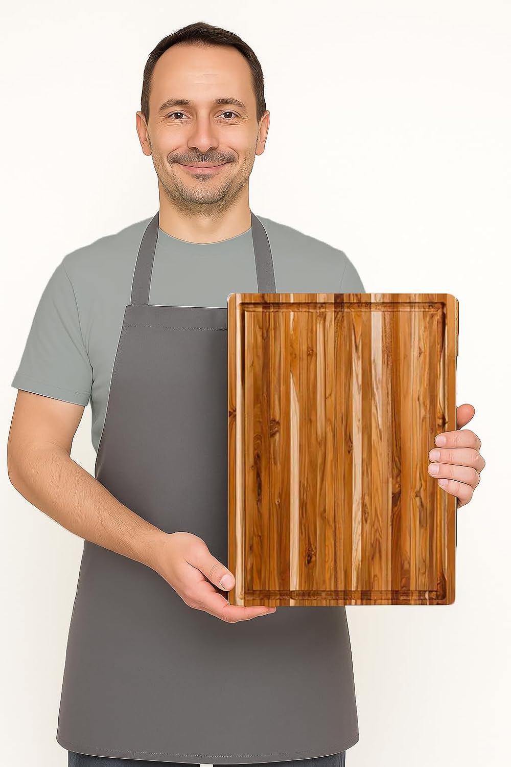 Teakhaus Edge-Grain Teak Wood Cutting Board with Juice Groove, Medium