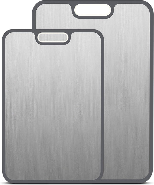 Titanium Cutting Boards for Kitchen, Set of 2 Reversible Non-Slip