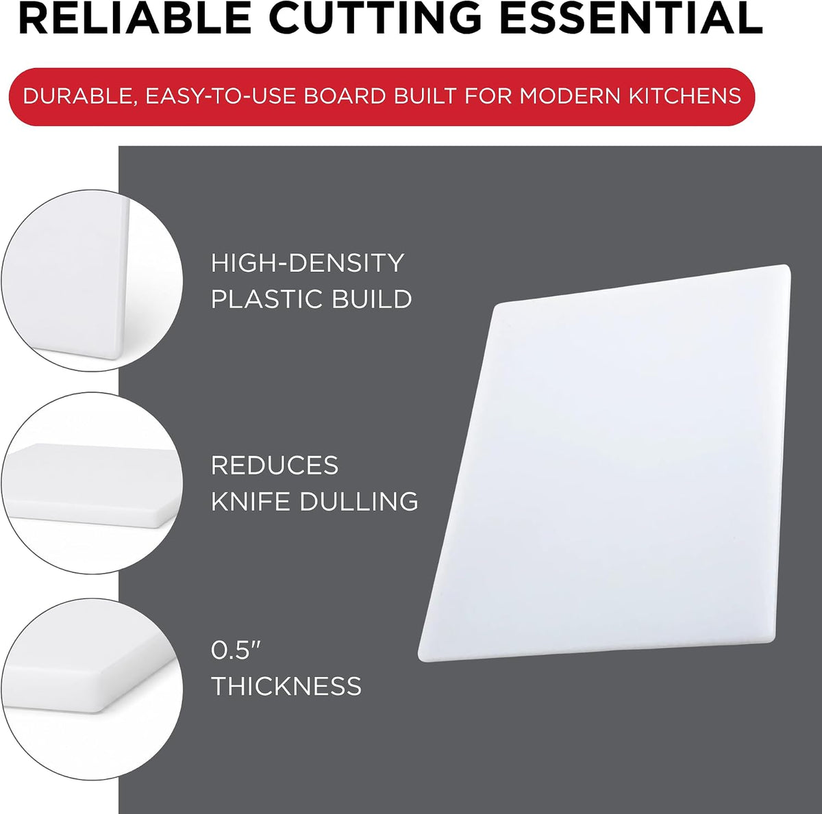 Winco CBWT-1830 Cutting Board, 18-Inch by 30-Inch by 1/2-Inch, White,Medium