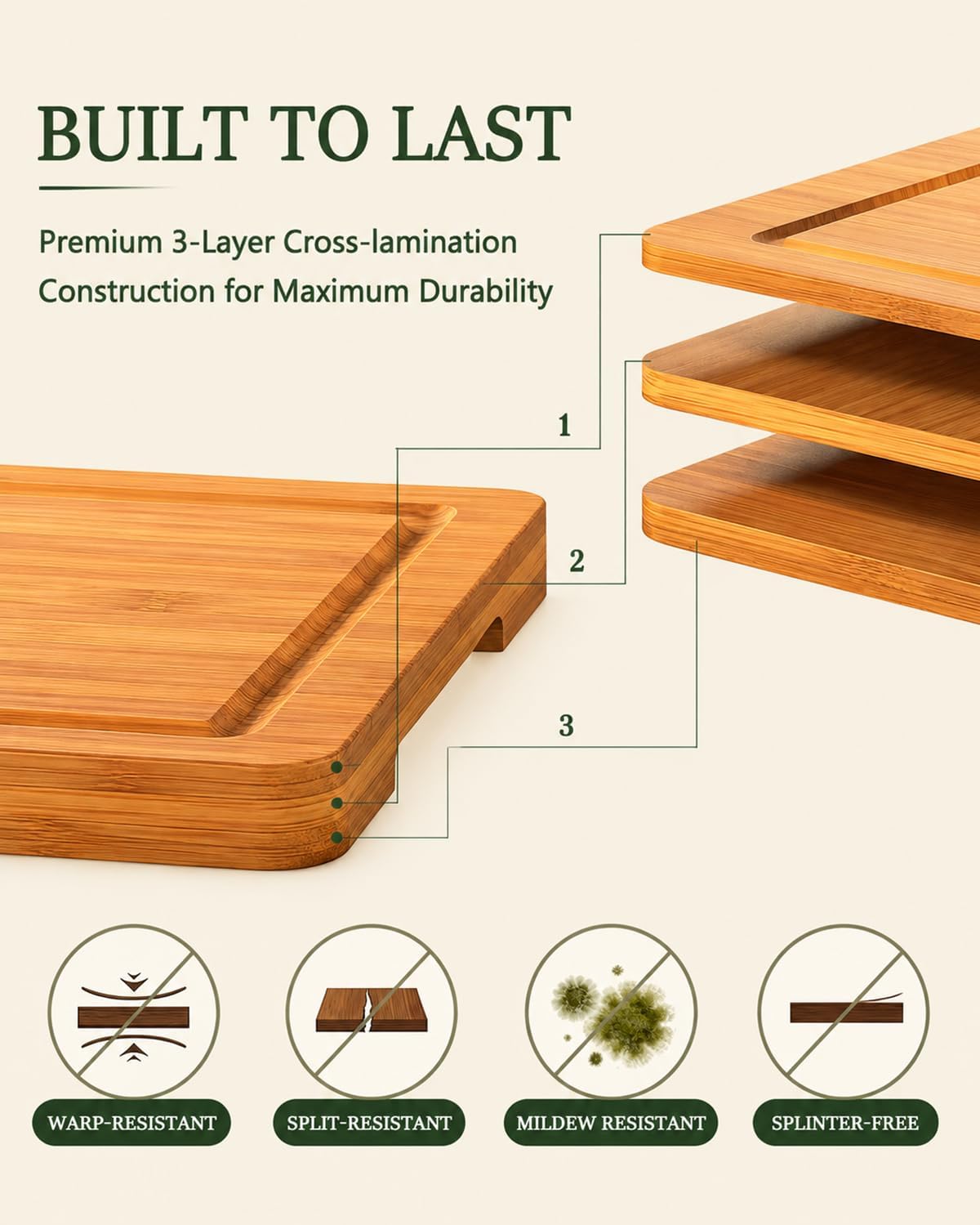 Cutting Board Set with Holder Bamboo Cutting Boards for Kitchen Set Of 3