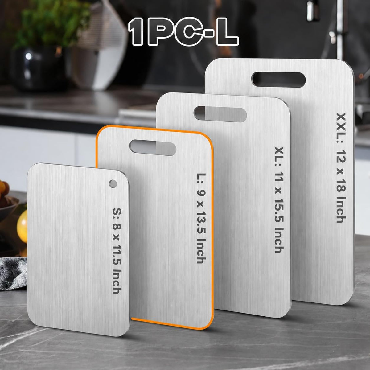 Katori Titanium Cutting Boards for Kitchen-100% Pure Titanium Cutting Board set Double Sided Non Toxic Titanware Chopping Board,Dishwasher Safe Metal Cutting Boards FathersDay Gifts(1PC-L-9x13.5In)