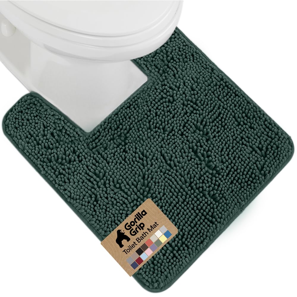 GORILLA GRIP Bath Rug Mat for Bathroom, Absorbent Chenille, 24x17 Gray