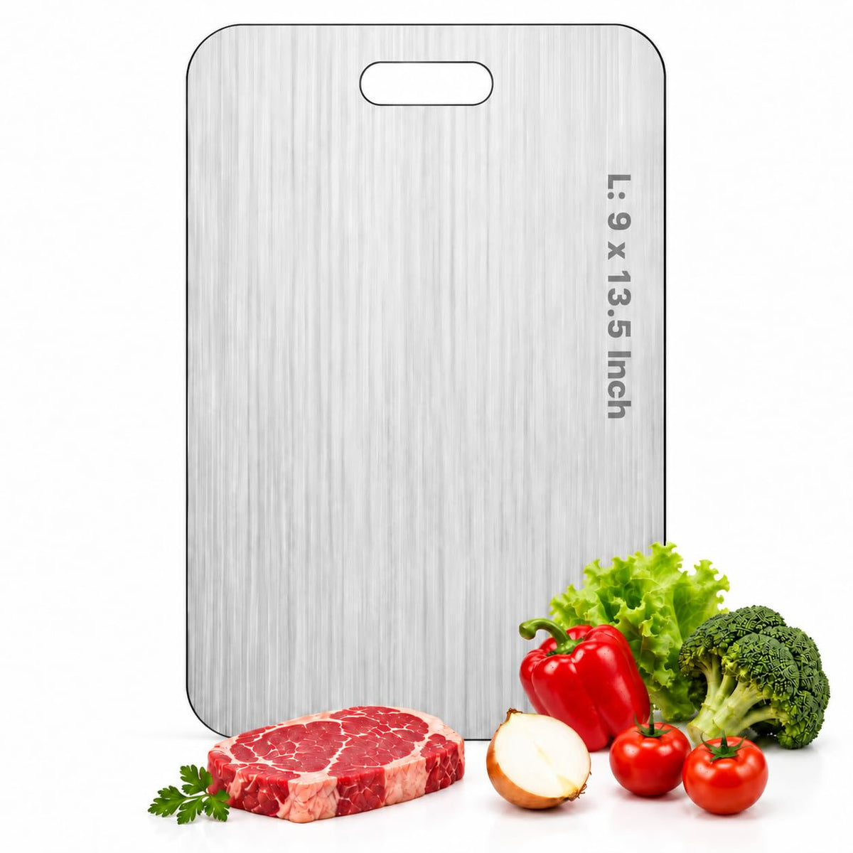 Katori Titanium Cutting Boards for Kitchen-100% Pure Titanium Cutting Board set Double Sided Non Toxic Titanware Chopping Board,Dishwasher Safe Metal Cutting Boards FathersDay Gifts(1PC-L-9x13.5In)