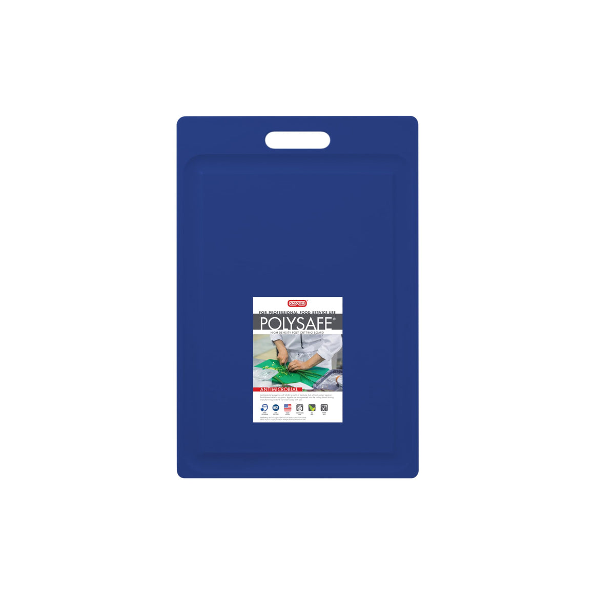 Dexas NSF Certified Polysafe Cutting Board with Handle, 11 x 14.5 Inches, Reversible Kitchen Cutting Board, Blue