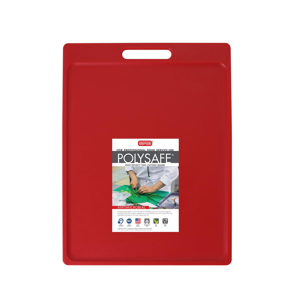 Dexas NSF Certified Polysafe Cutting Board with Handle, 11 x 14.5 Inches, Reversible Kitchen Cutting Board, Blue