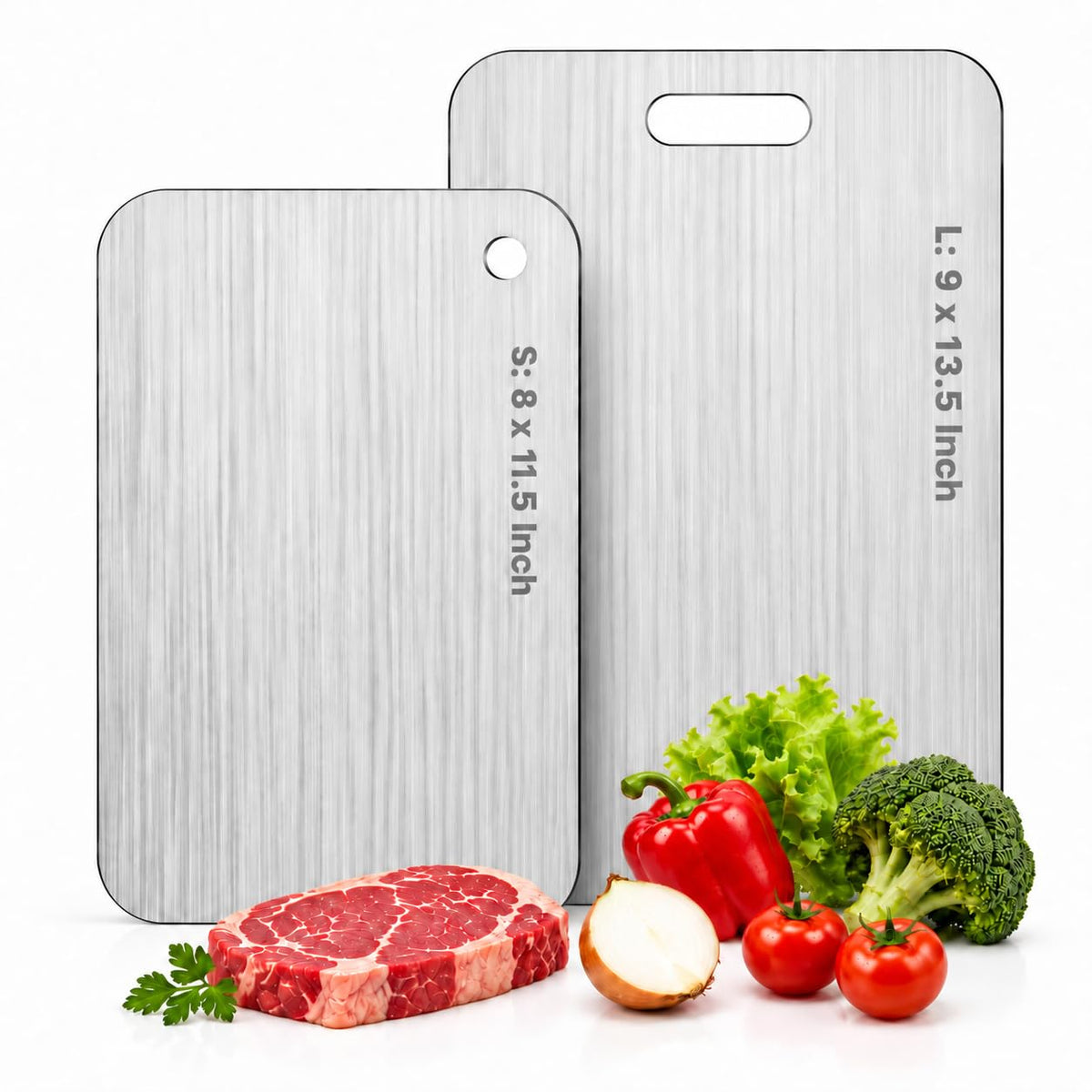 Katori Titanium Cutting Boards for Kitchen-100% Pure Titanium Cutting Board set Double Sided Non Toxic Titanware Chopping Board,Dishwasher Safe Metal Cutting Boards FathersDay Gifts(1PC-L-9x13.5In)