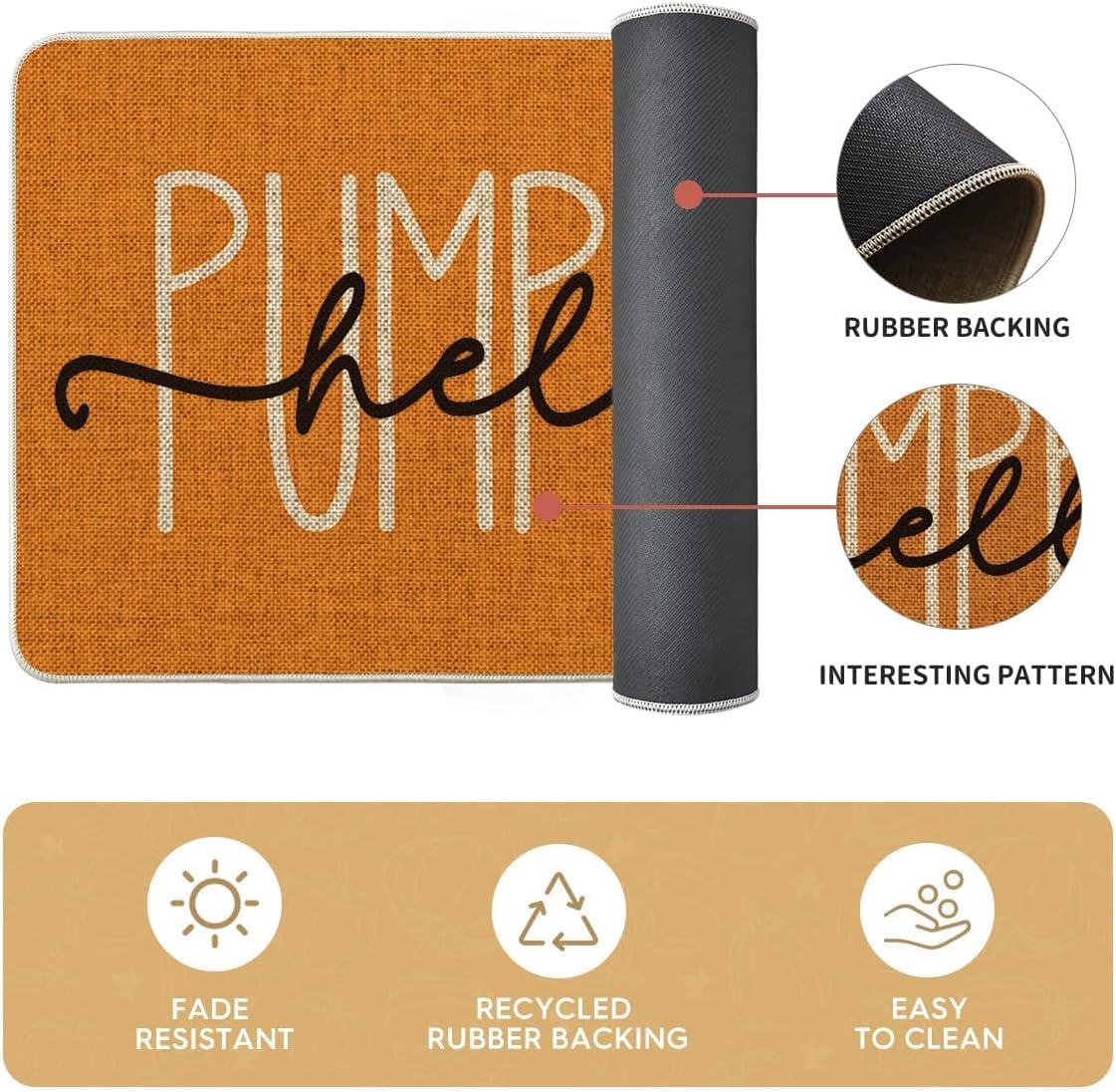 Artoid Mode Orange Hello Pumpkin Fall Kitchen Mats Set of 2-17x29+17x47