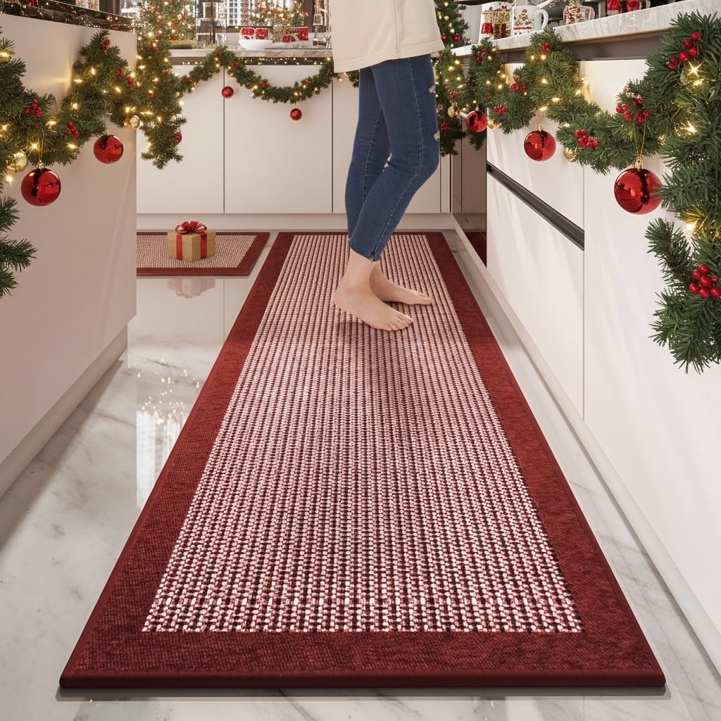 PADOOR Extra Large Kitchen Runner Rugs and Mats 2PCS, 2.5'x6'+20"x32",Grey