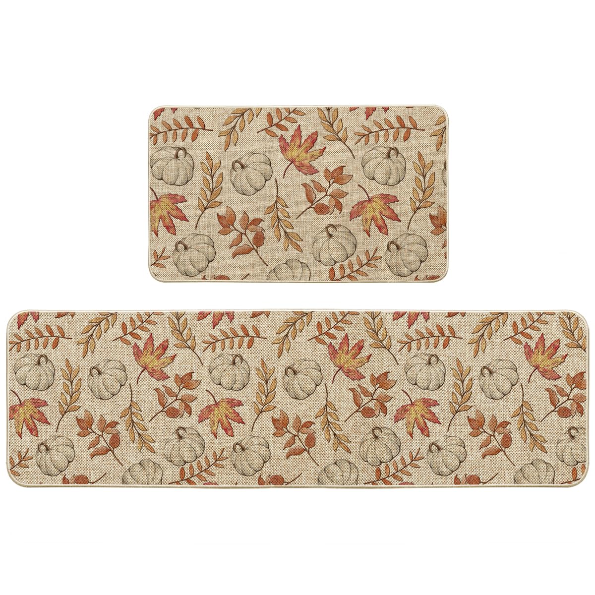 Artoid Mode Pumpkins Fall Kitchen Mats Set of 2-17x29+17x47