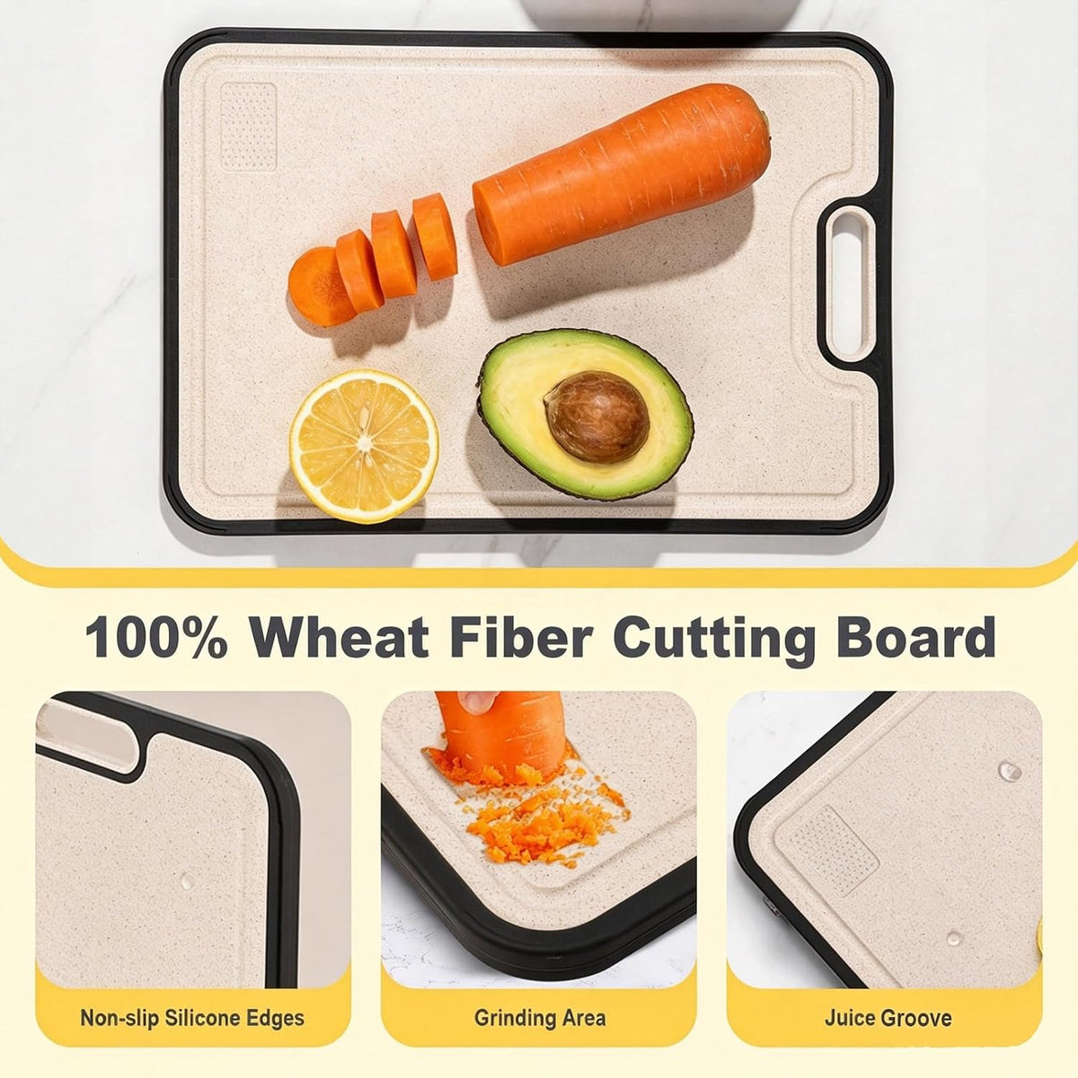 Titanium Cutting Board for Kitchen 15.2"x10.4",Titanium/PP