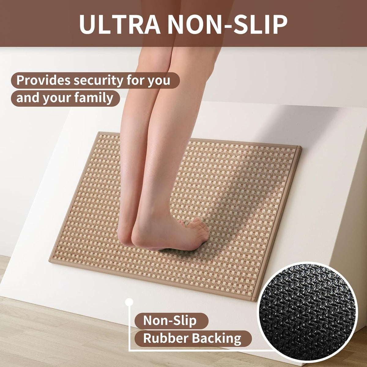 YDKGL Kitchen Rugs Kitchen Mats for Floor Non Slip Washable Brown 17"x30"