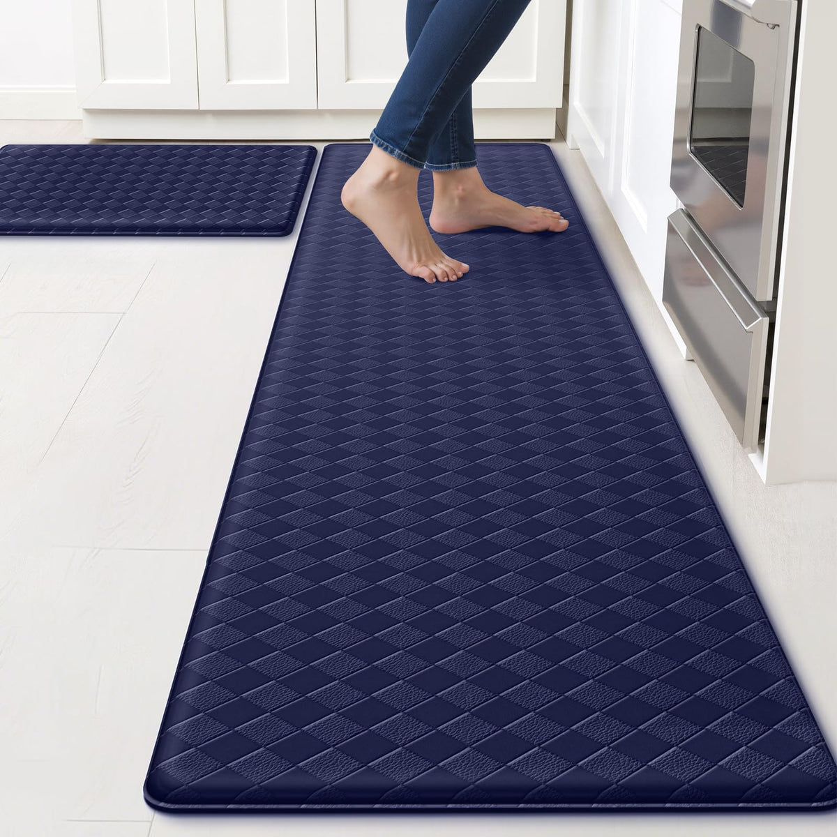 TranquilRelax 2-Piece Kitchen Mats, Cushioned Non-Slip Floor Mats, Black