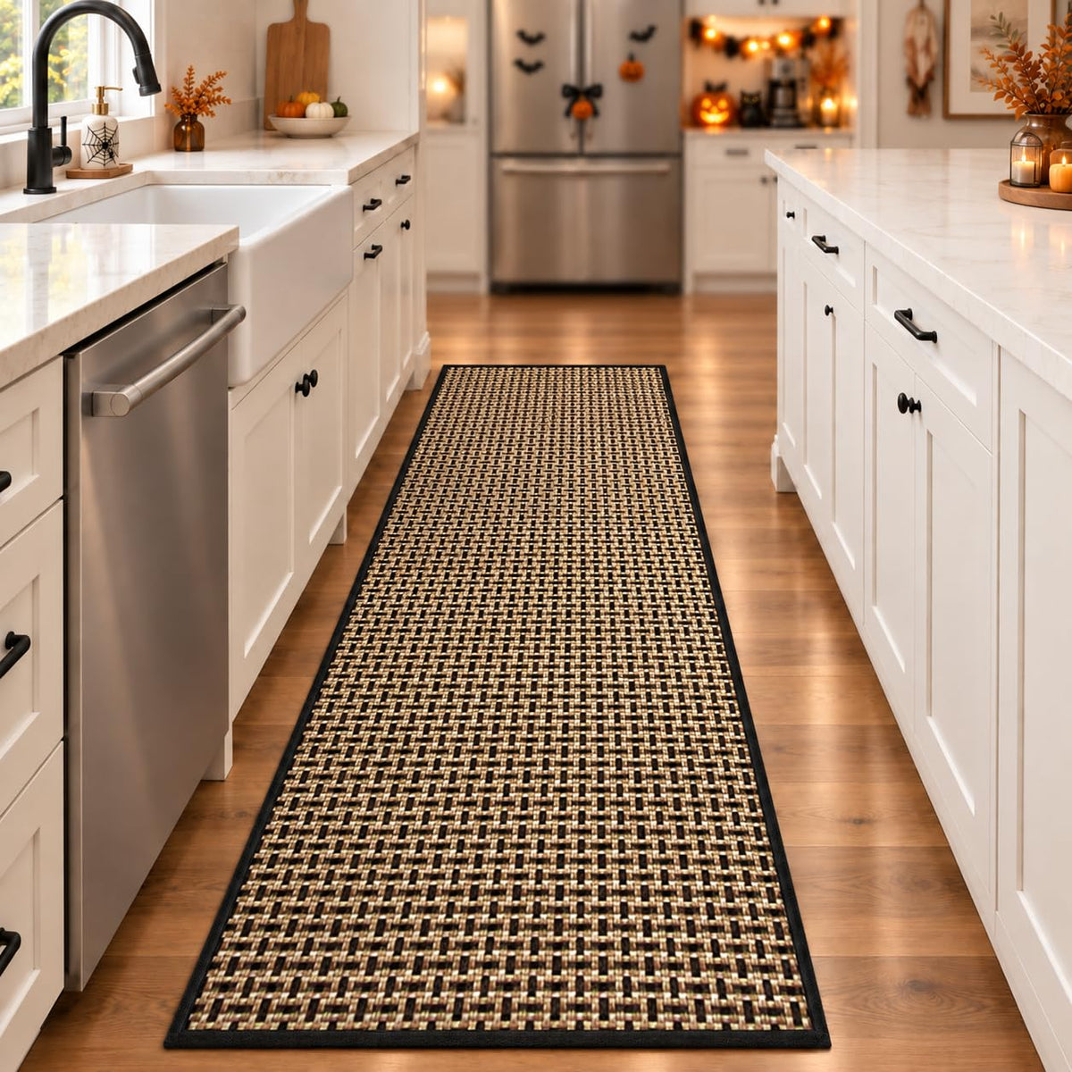 eqivei Kitchen Rugs Non Slip Washable 2-Piece Kitchen Mats for Floor, Black