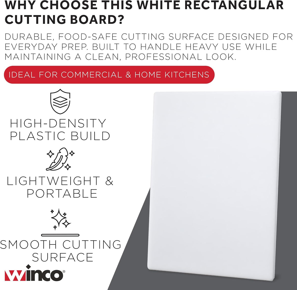 Winco CBWT-1830 Cutting Board, 18-Inch by 30-Inch by 1/2-Inch, White,Medium