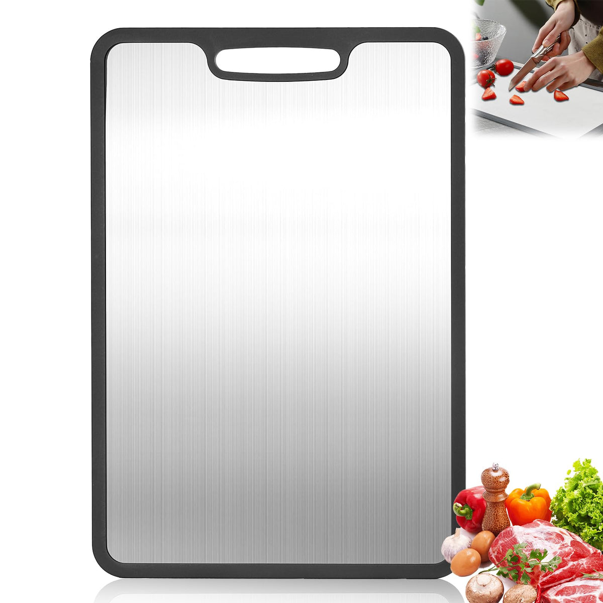 Titanium Cutting Board Set of 3, 360° Silicone Anti-Slip Edge