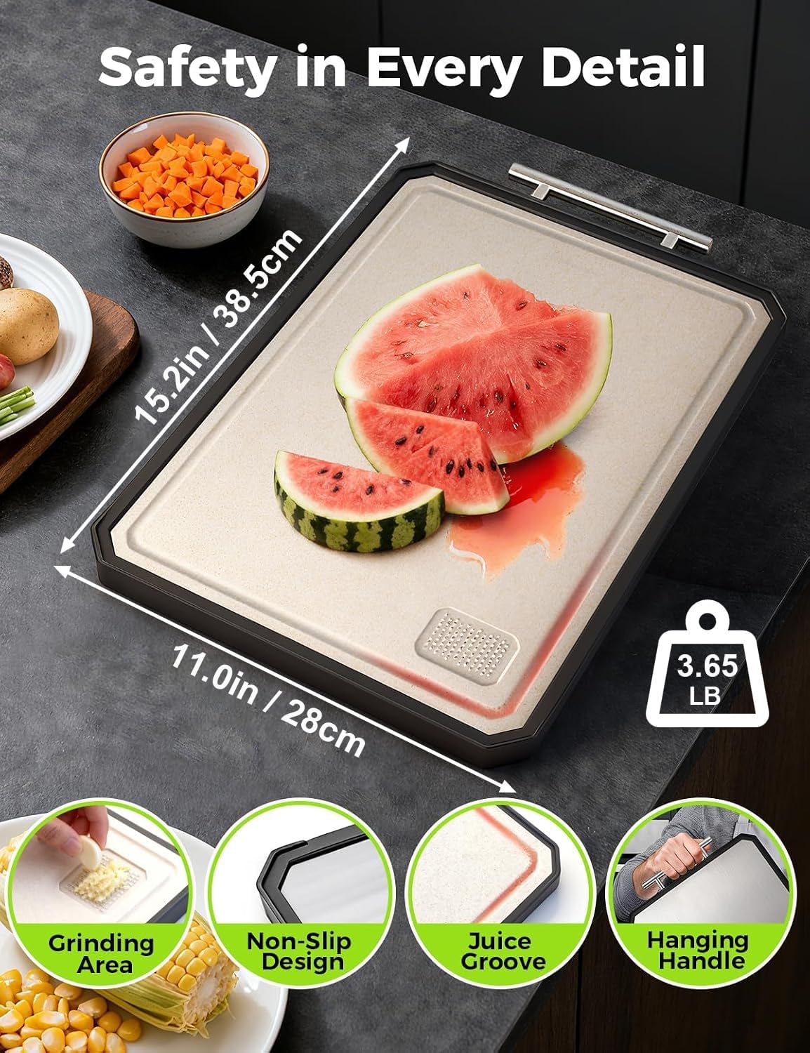 Titanium Cutting Board for Kitchen, 15.2”×11.0”, 1 Pack