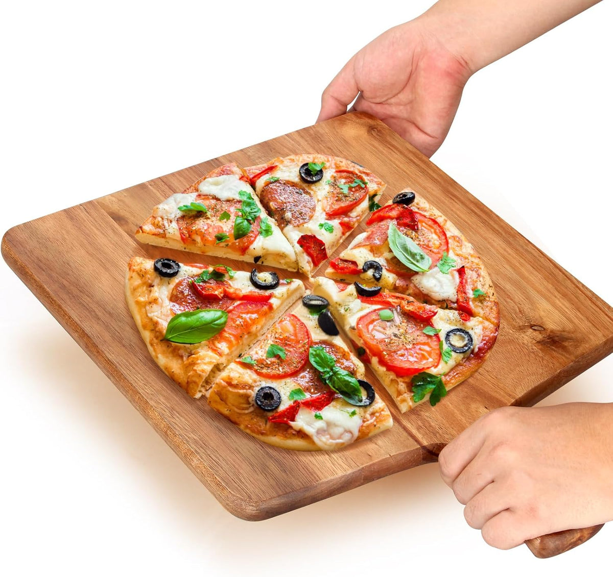 Large Acacia Wood Cutting Board with Handle Wooden Charcuterie Board