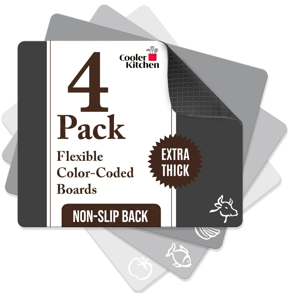 Extra Thick Flexible Plastic Cutting Board Mats Set of 6 for Kitchen