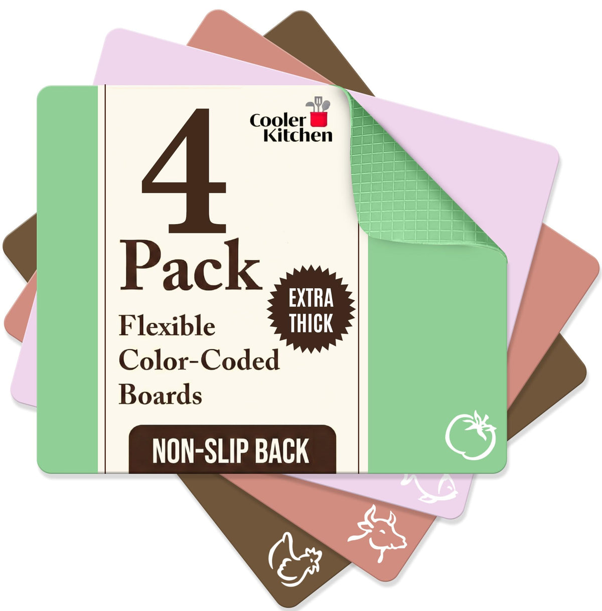 Extra Thick Flexible Plastic Cutting Board Mats Set of 6 for Kitchen