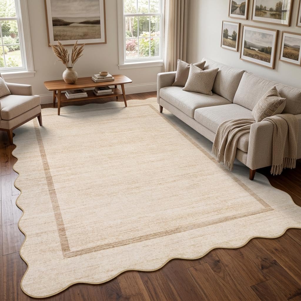 GarveeHome Scalloped Washable Runner Rug 2x6 Non Slip Kitchen Rugs