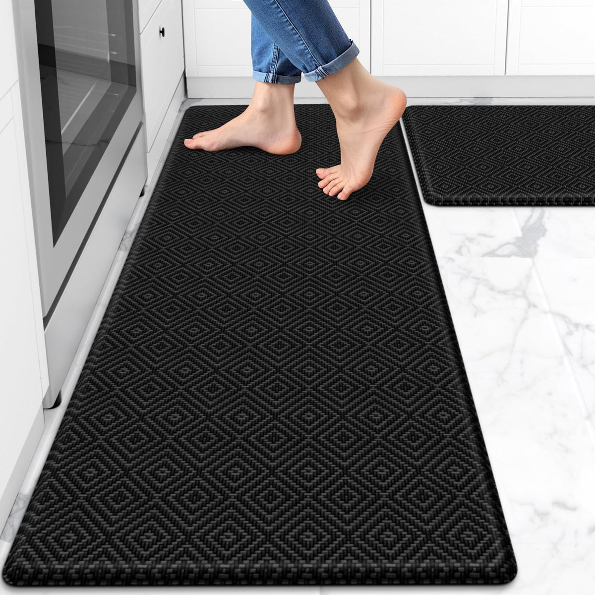 Kitchen Mat 2PCS Kitchen Rugs Cushioned Anti-Fatigue Rug Standing Desk Mat
