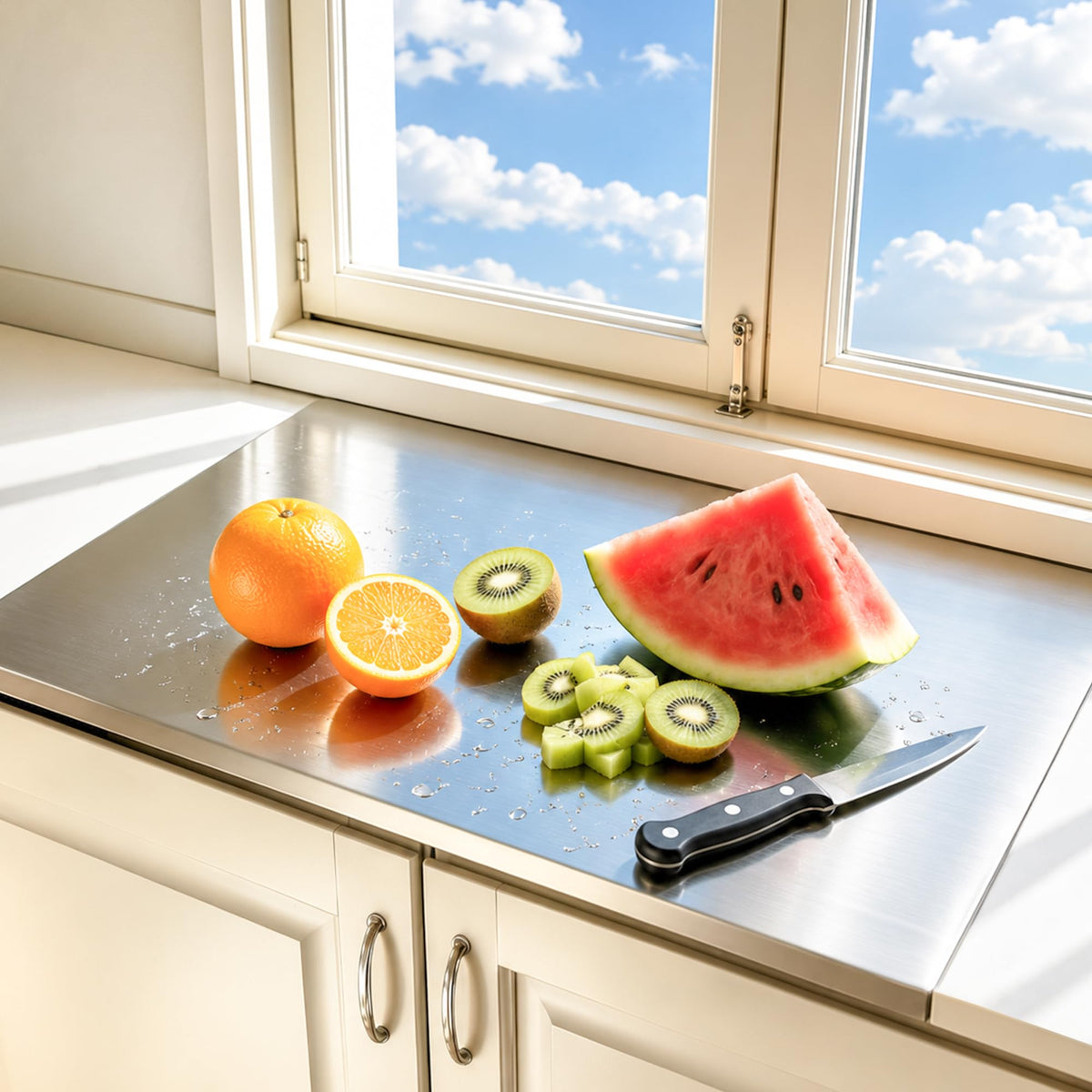 Stainless Steel Cutting Board with Lip Metal Chopping Board for Kitchen