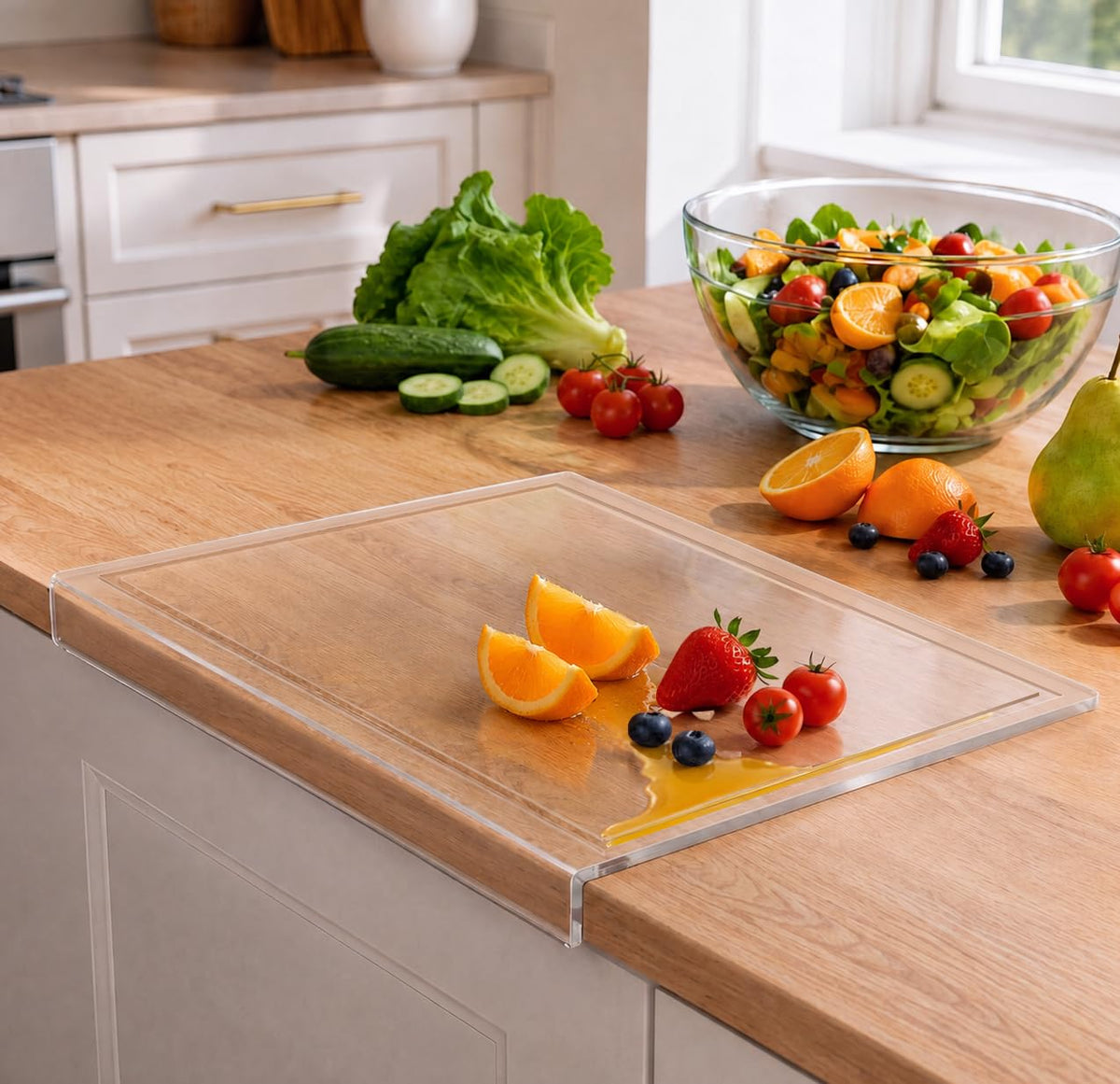 SWSKR Clear Acrylic Cutting Board with Counter Lip, 1pcs Black - 17''x13''