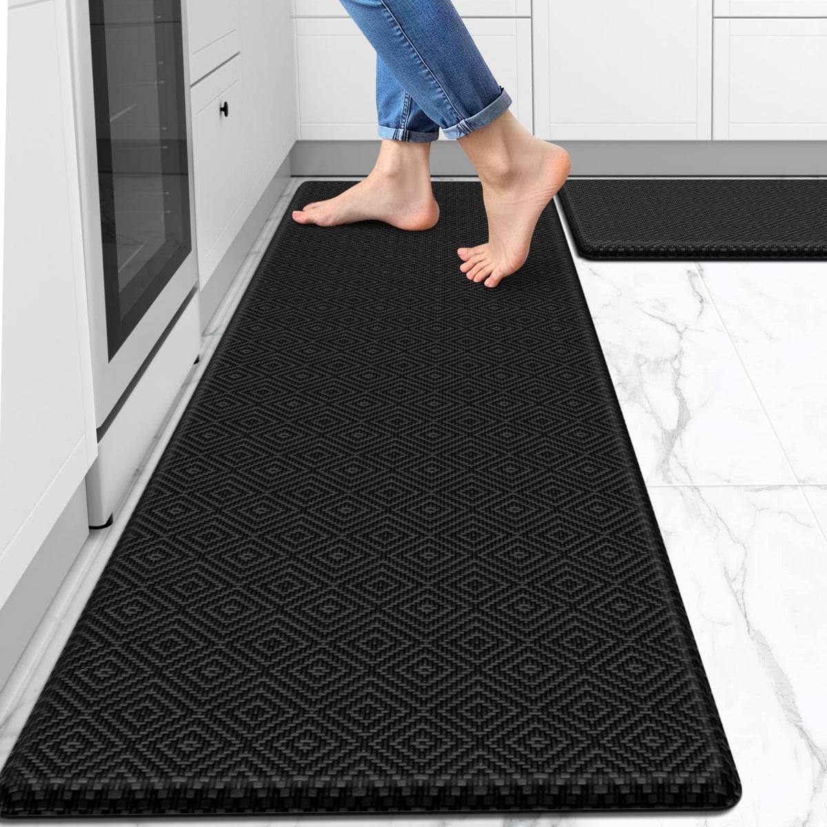 Kitchen Mat 2PCS Kitchen Rugs Cushioned Anti-Fatigue Rug Standing Desk Mat