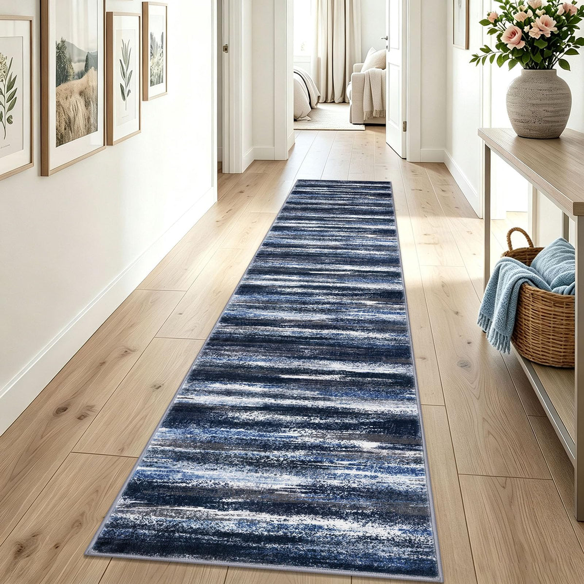 Lansny Modern Abstract 2x5 Runner Rug Non Slip Washable Kitchen Rugs
