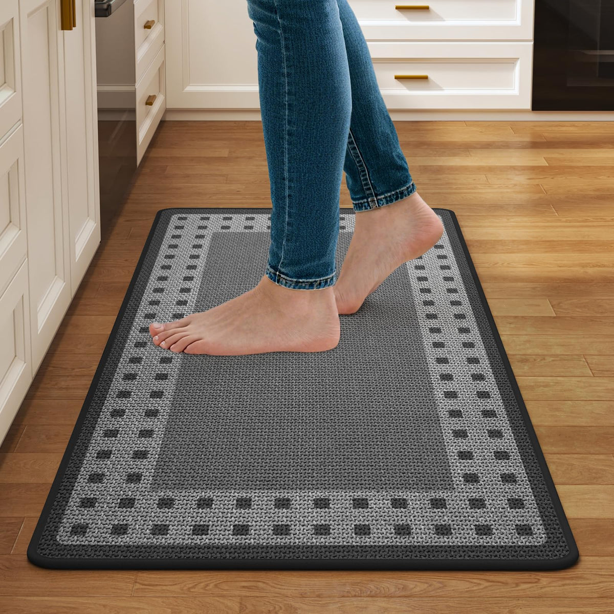 Kitchen Rugs Set of 2, Kitchen Mats for Floor,17x30+17x47 Brown
