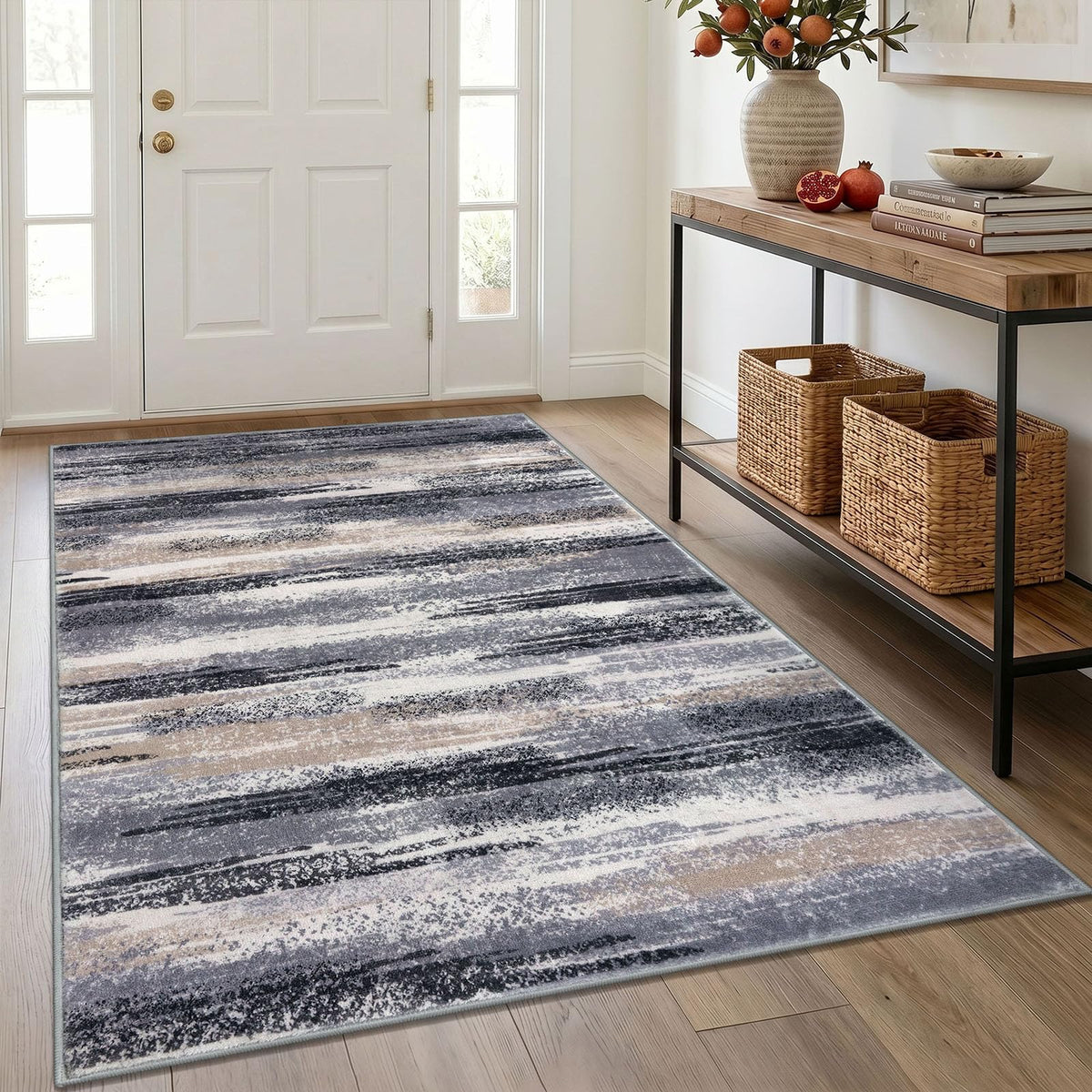 Lansny Modern Abstract 2x5 Runner Rug Non Slip Washable Kitchen Rugs