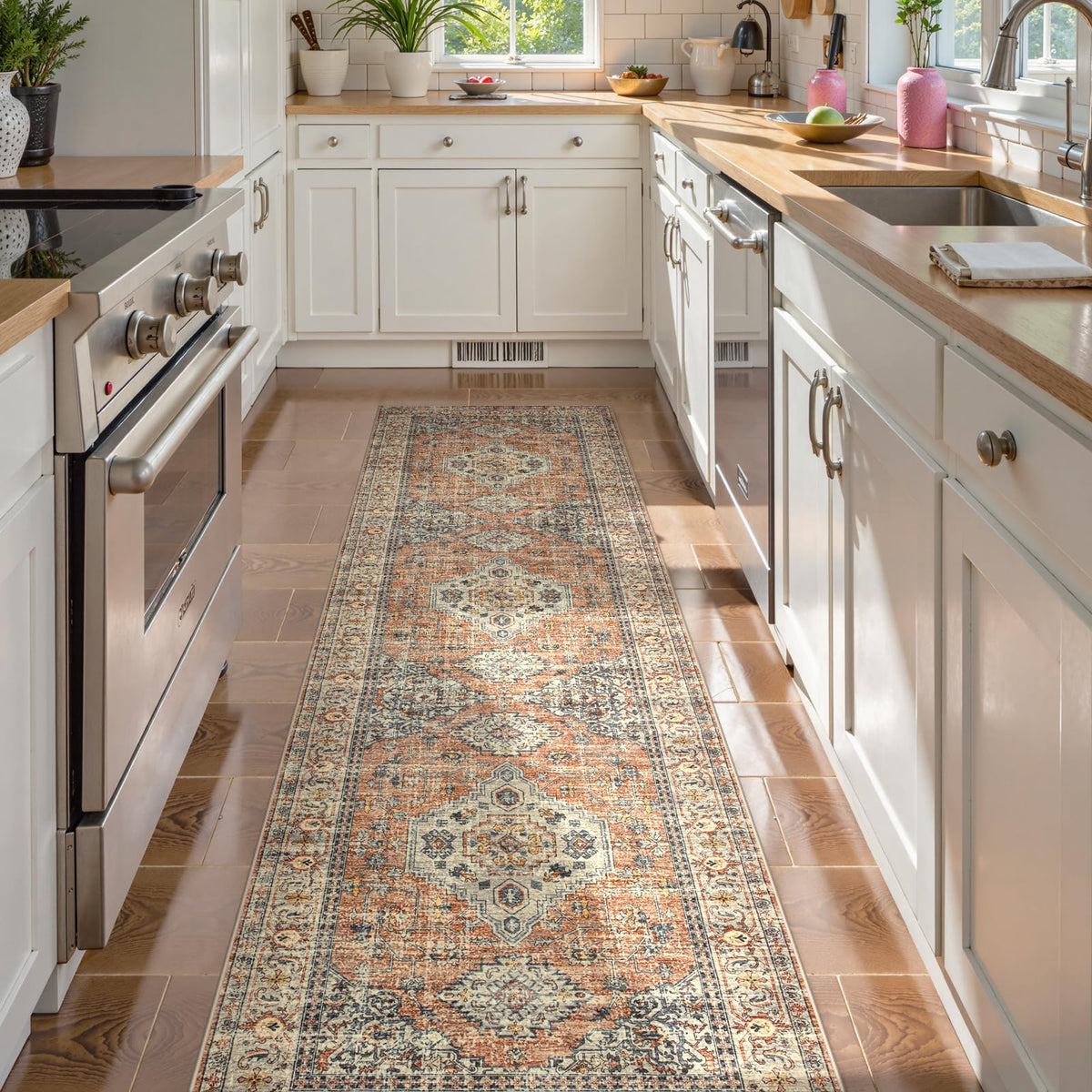 Lahome Oriental Kitchen Runner Rug Non Slip, 2x8 Runners for Hallways