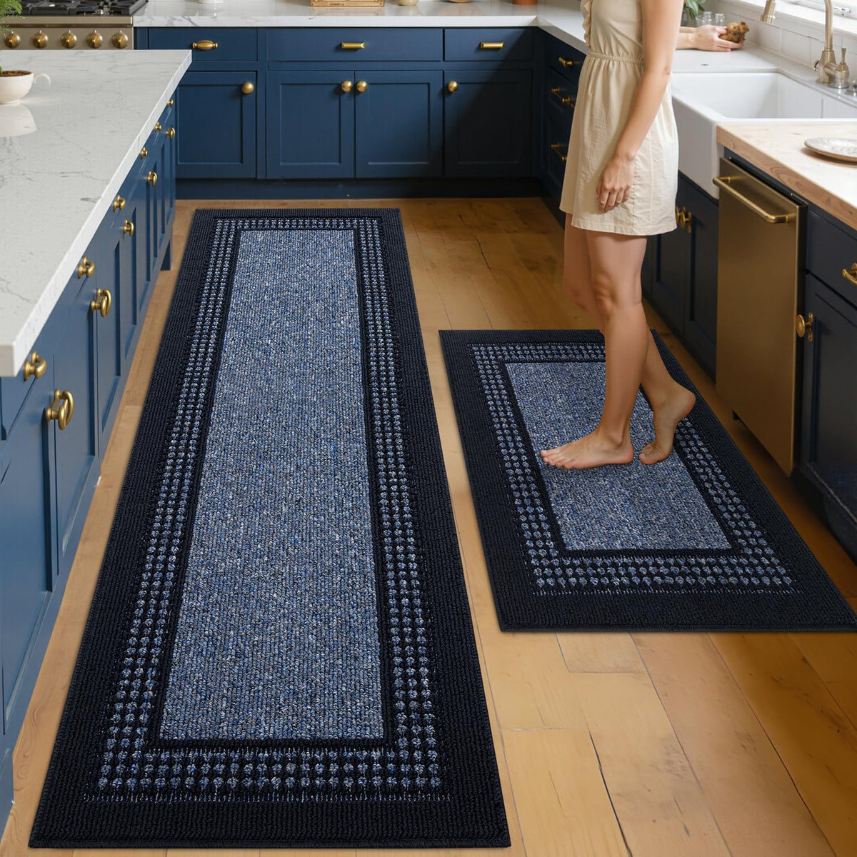 hicorfe Kitchen Runner Rugs,Set of 2 Non Slip Kitchen Mats for Floor