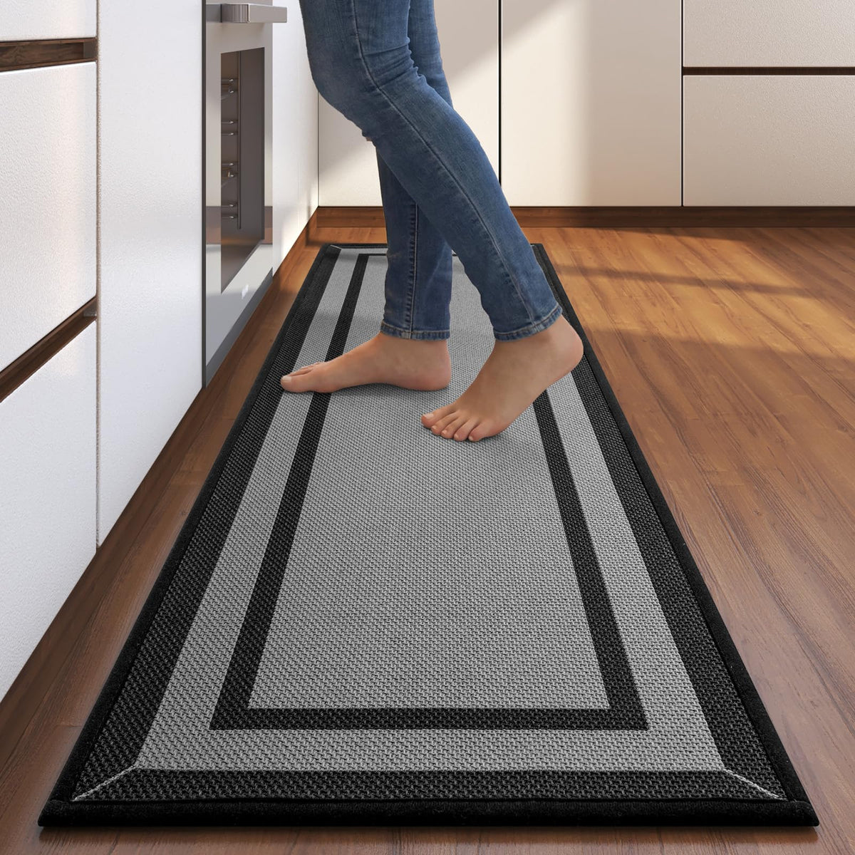 Kitchen Rugs, Non Slip Rubber Backing Kitchen Mat, 17"x30", Brown