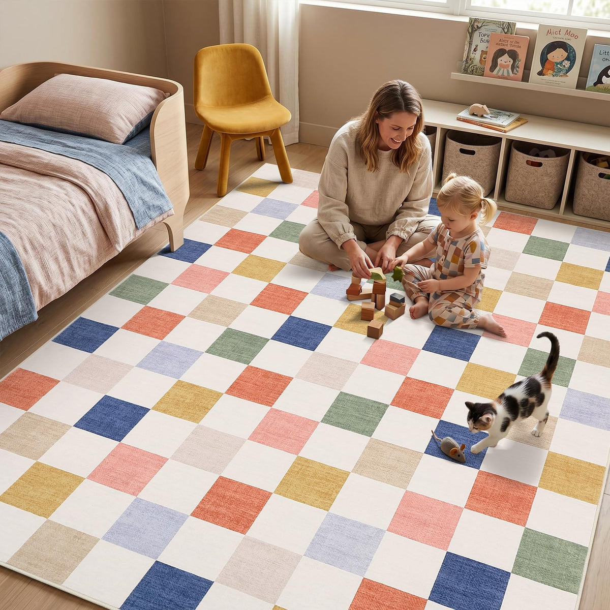 GarveeHome Checkered Pink 2x6 Washable Kitchen Runner Rug Low-Pile Entryway