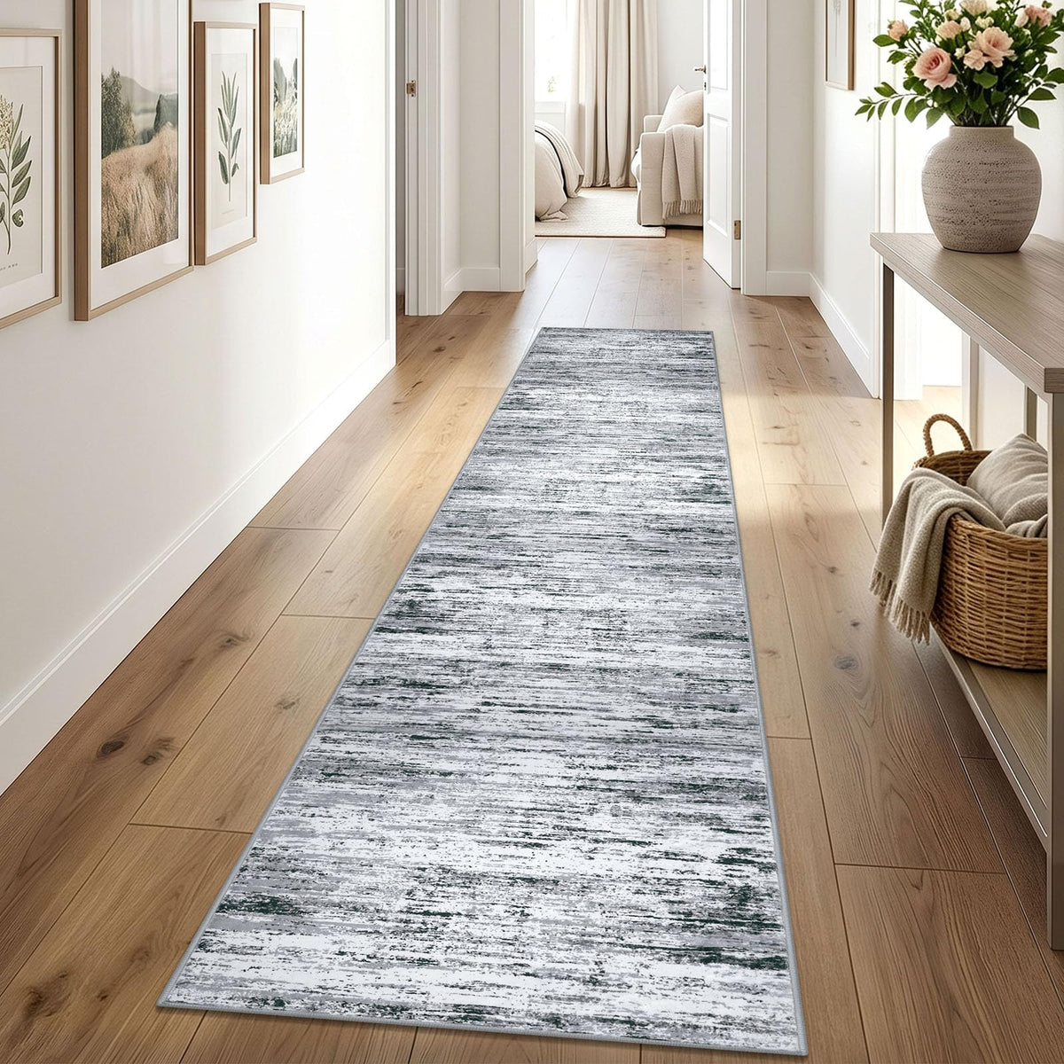 Lansny Modern Abstract 2x5 Runner Rug Non Slip Washable Kitchen Rugs